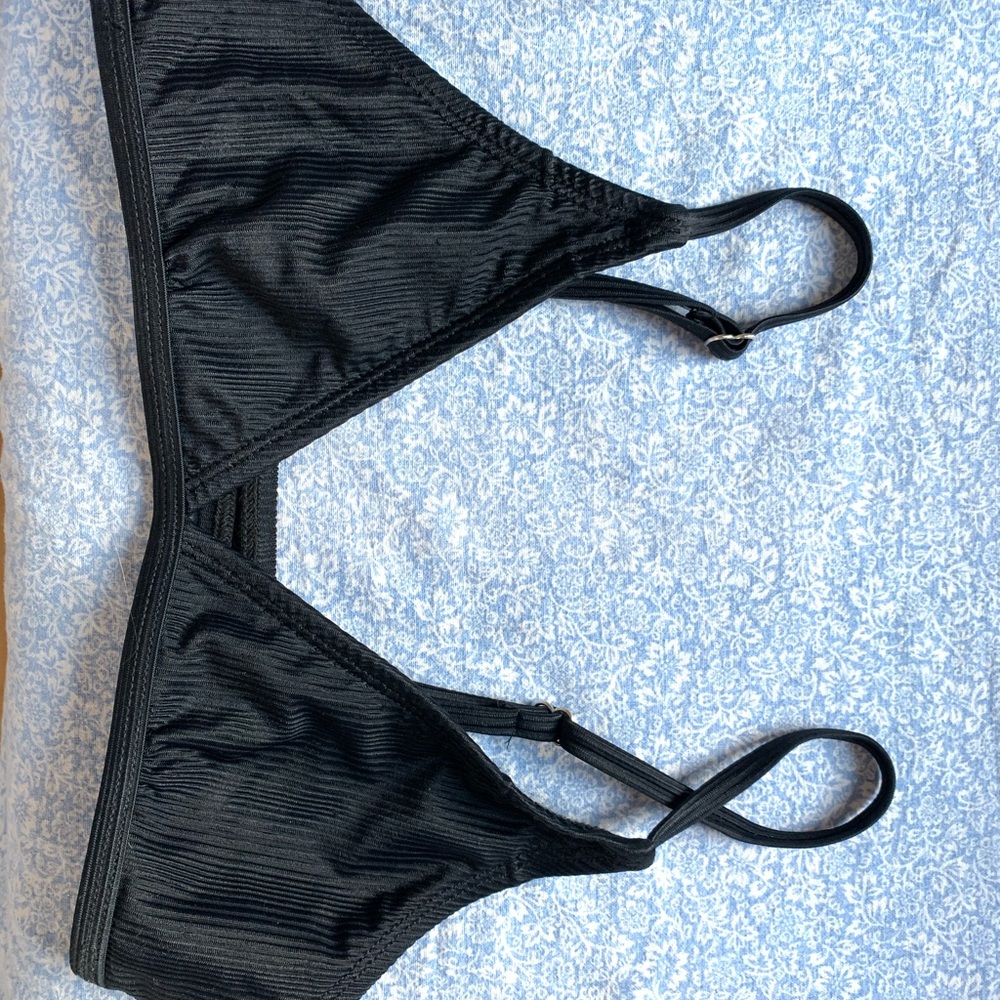 Black Ribbed Adjustable Bikini Top